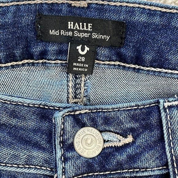 True Religion Halle Mid Rise Super Skinny Jeans Medium Dark Wash Sz 28 - Picture 7 of 12